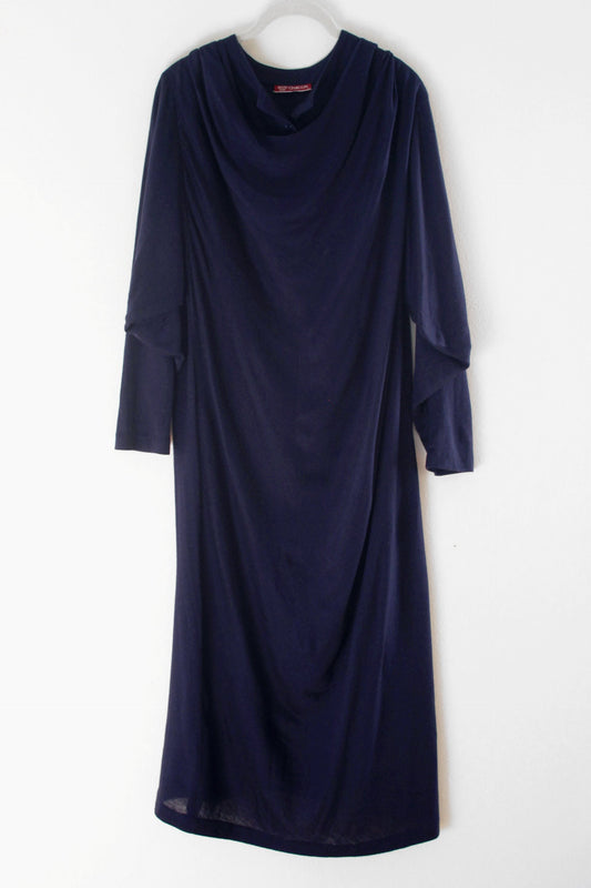 1980s Chacok Draped Wool Jersey Dress