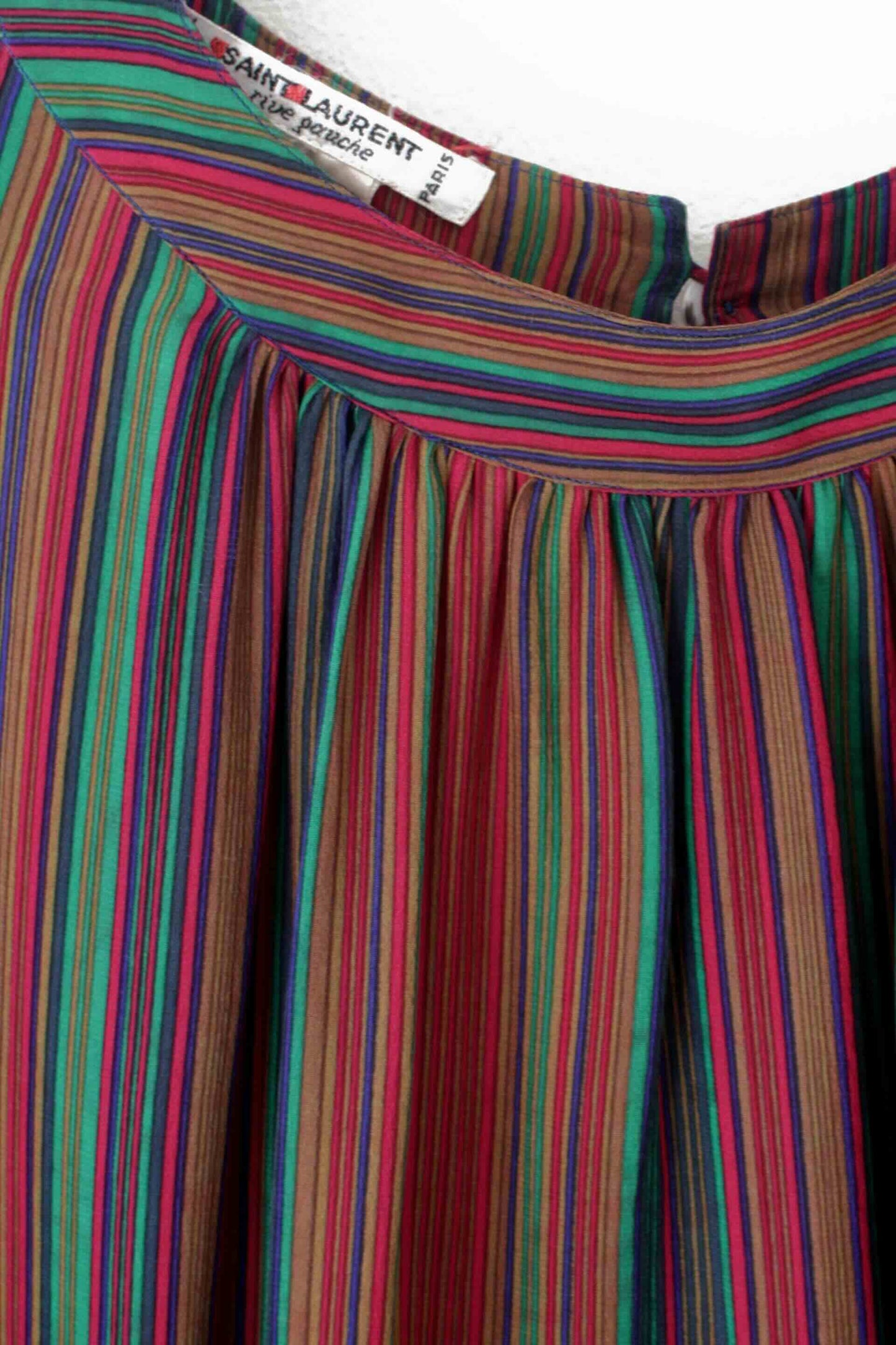 1980s Yves Saint Laurent Rive Gauche Silk Striped Top