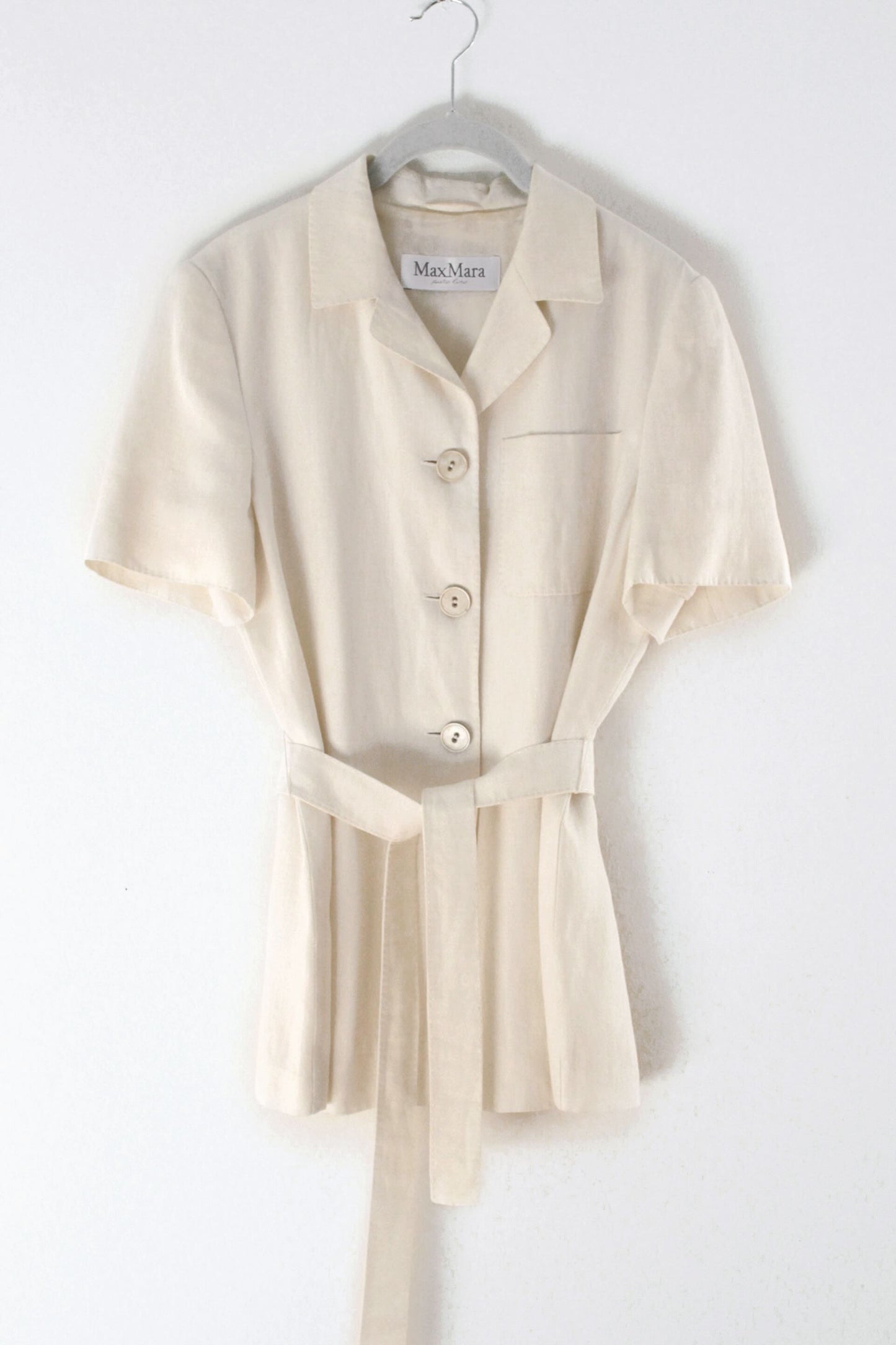 Max Mara Puro Lino Short Sleeve Tie Waist Blazer